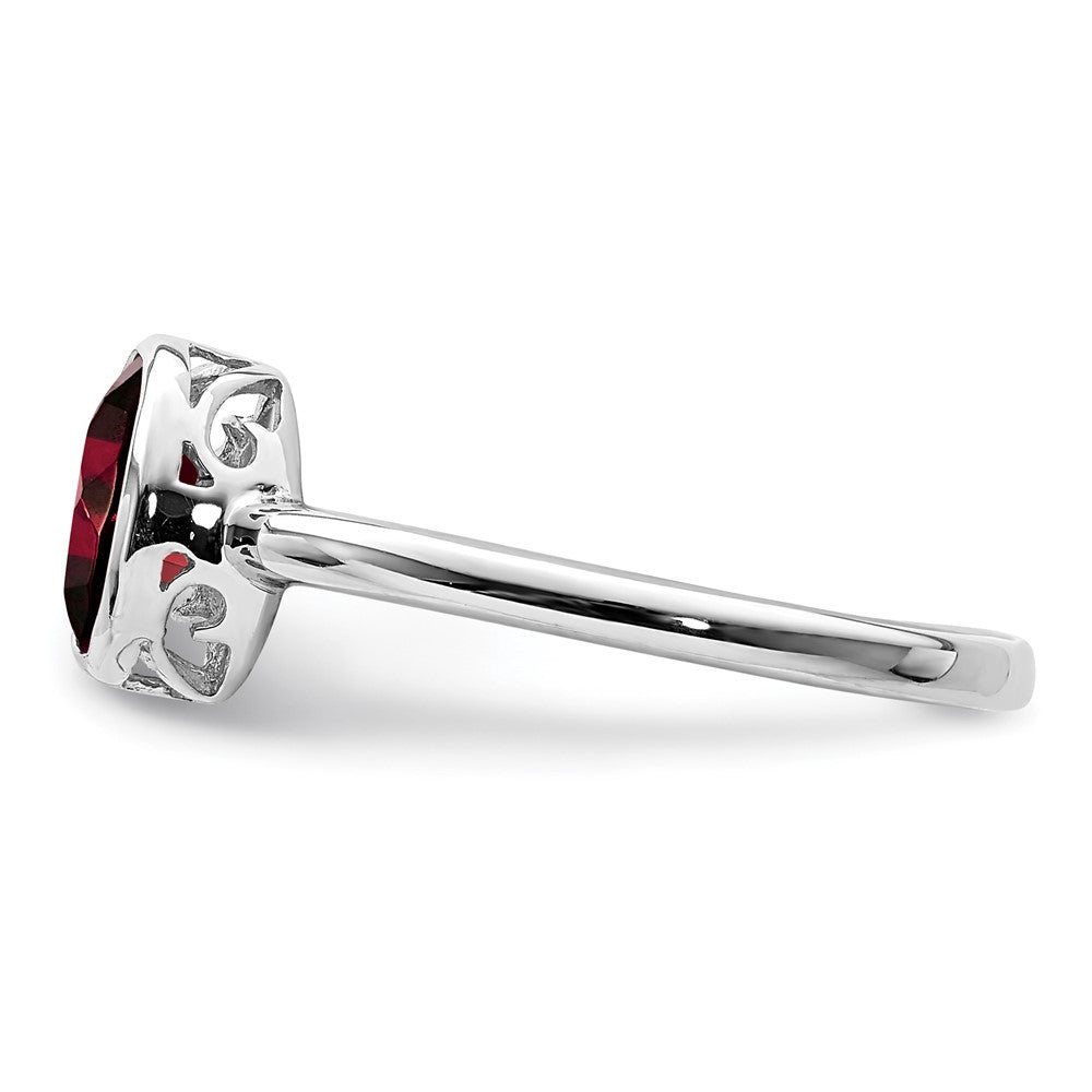 Sterlingsilber Rhodiniert Poliert Granat Oval Ring