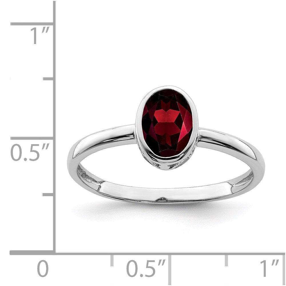Sterlingsilber Rhodiniert Poliert Granat Oval Ring