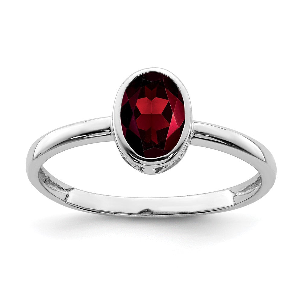 Sterlingsilber Rhodiniert Poliert Granat Oval Ring