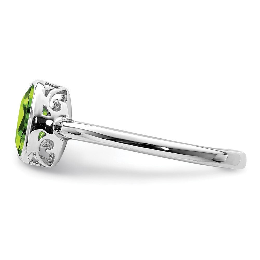 Sterlingsilber Rhodiniert Poliert Peridot Oval Ring