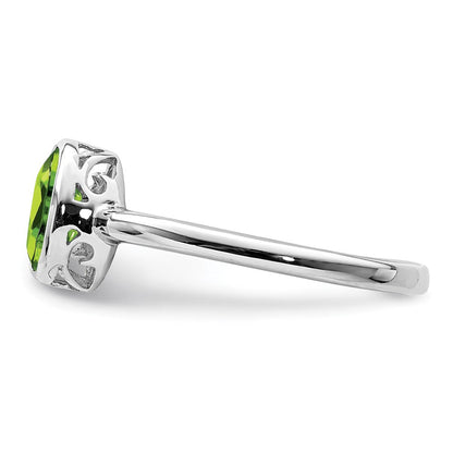 Sterlingsilber Rhodiniert Poliert Peridot Oval Ring