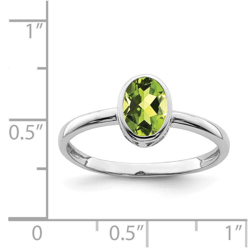 Sterlingsilber Rhodiniert Poliert Peridot Oval Ring
