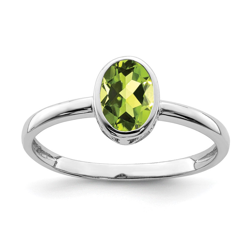 Sterlingsilber Rhodiniert Poliert Peridot Oval Ring