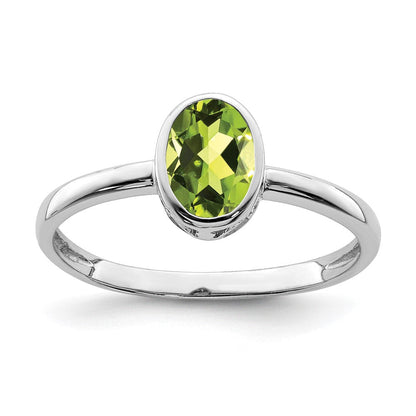 Sterlingsilber Rhodiniert Poliert Peridot Oval Ring