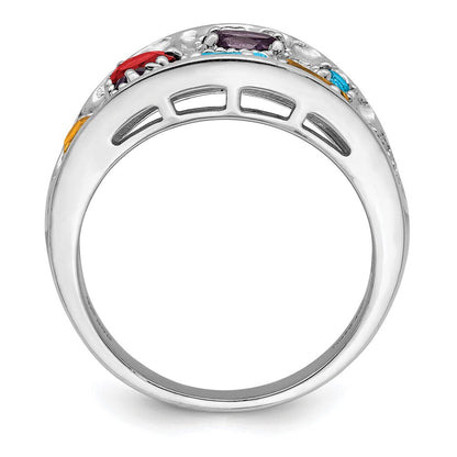 Sterlingsilber Rhodium Plt Amethyst/citrine/ Blautopas /garnet/peridot Ring