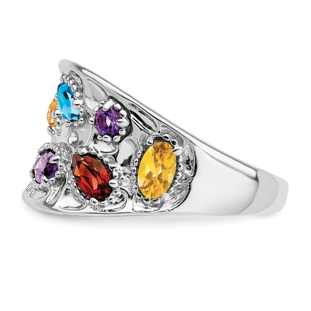 Sterlingsilber Rhodium Plt Amethyst/citrine/ Blautopas /garnet/peridot Ring
