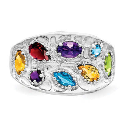 Sterlingsilber Rhodium Plt Amethyst/citrine/ Blautopas /garnet/peridot Ring