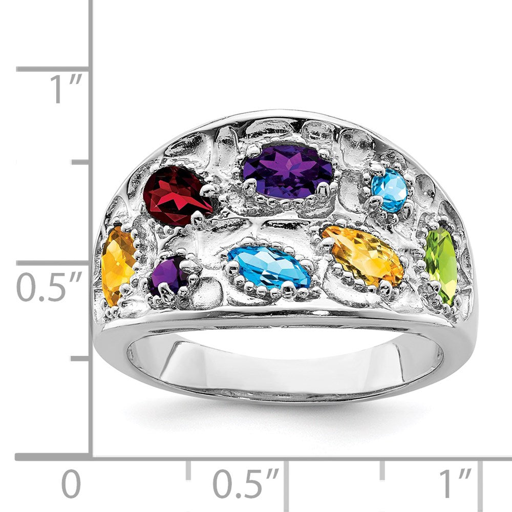 Sterlingsilber Rhodium Plt Amethyst/citrine/ Blautopas /garnet/peridot Ring