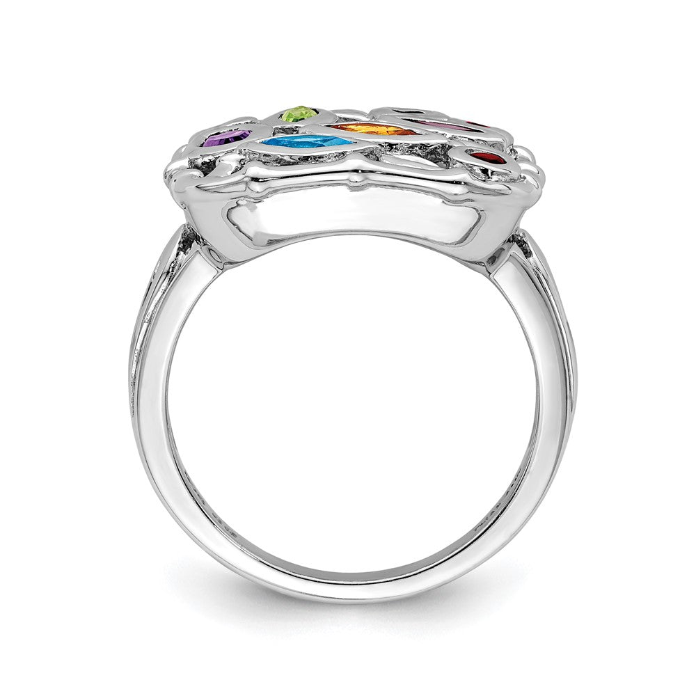 Sterlingsilber Rhodiniert Multi Edelstein Ring