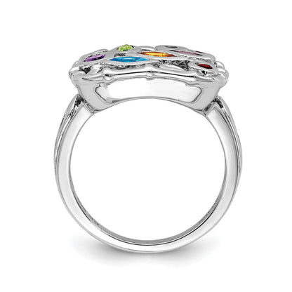 Sterlingsilber Rhodiniert Multi Edelstein Ring