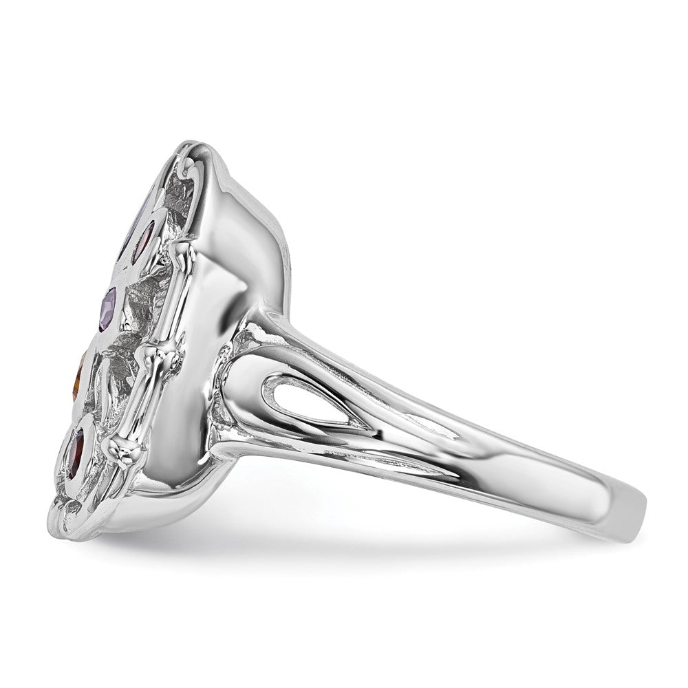 Sterlingsilber Rhodiniert Multi Edelstein Ring
