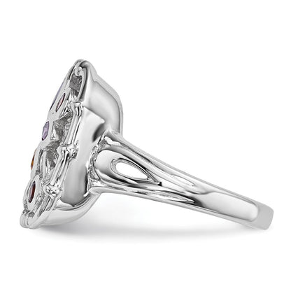 Sterlingsilber Rhodiniert Multi Edelstein Ring