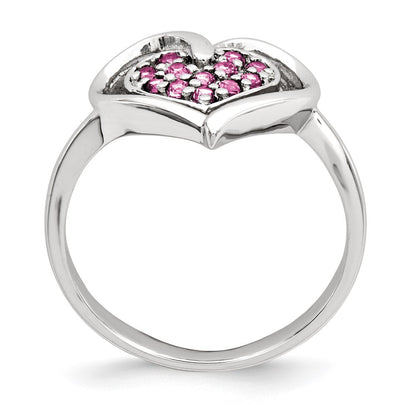 Sterlingsilber & Rhodolith Granat Herz Ring