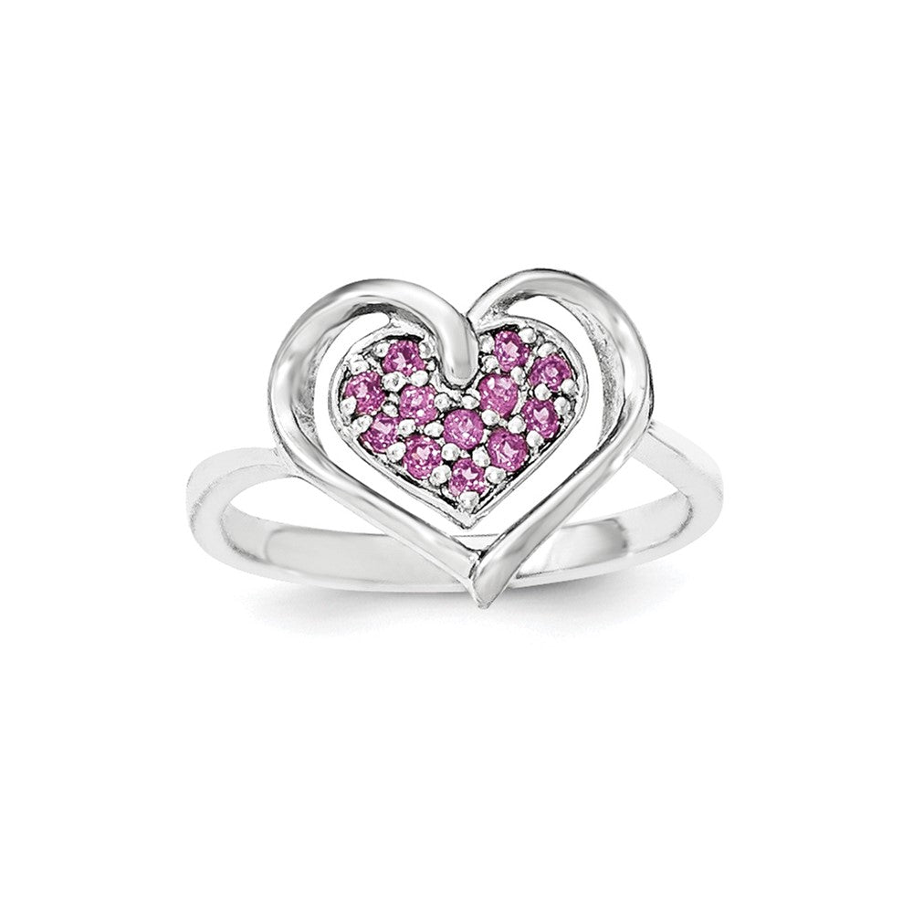 Sterlingsilber & Rhodolith Granat Herz Ring