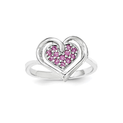 Sterlingsilber & Rhodolith Granat Herz Ring