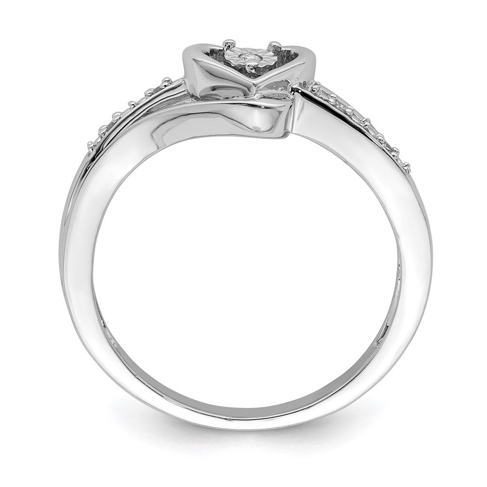 Sterlingsilber Rhodiniert Diamant Herz Ring