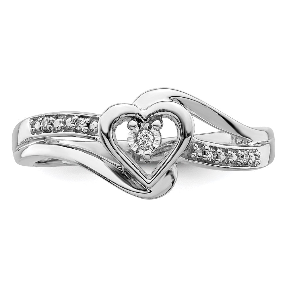 Sterlingsilber Rhodiniert Diamant Herz Ring