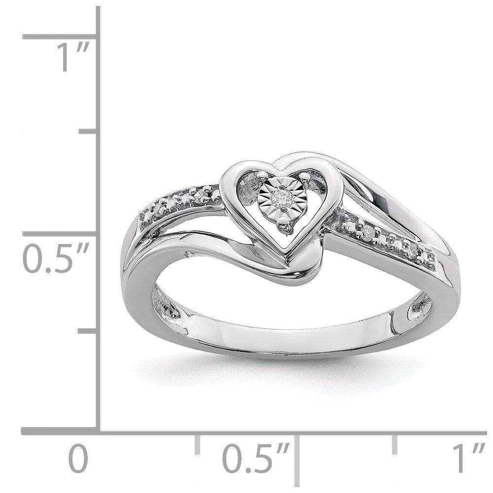 Sterlingsilber Rhodiniert Diamant Herz Ring