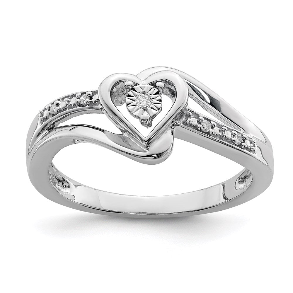Sterlingsilber Rhodiniert Diamant Herz Ring