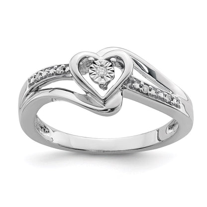 Sterlingsilber Rhodiniert Diamant Herz Ring
