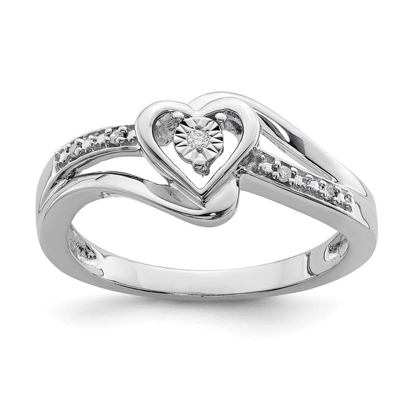 Sterlingsilber Rhodiniert Diamant Herz Ring