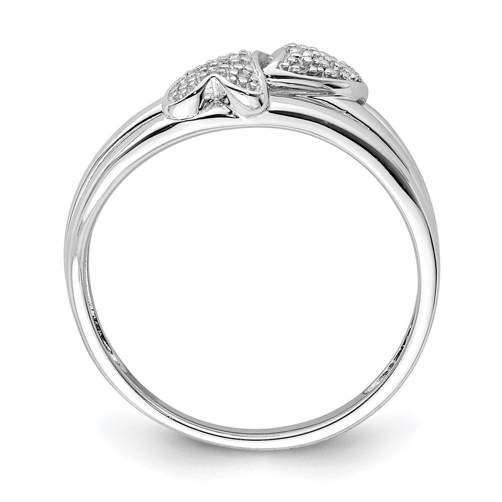 Sterlingsilber Rhodiniert Diamant Zwei Herz Ring
