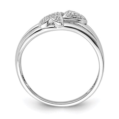 Sterlingsilber Rhodiniert Diamant Zwei Herz Ring
