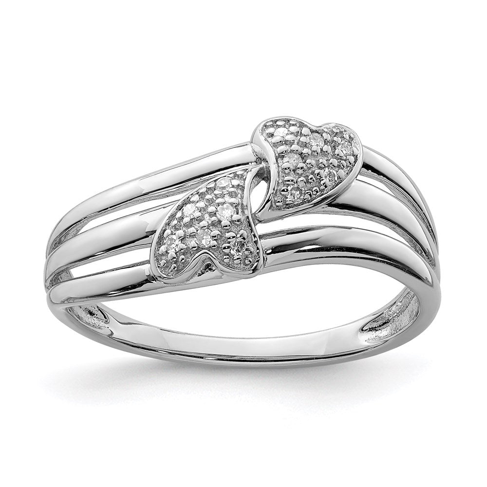 Sterlingsilber Rhodiniert Diamant Zwei Herz Ring