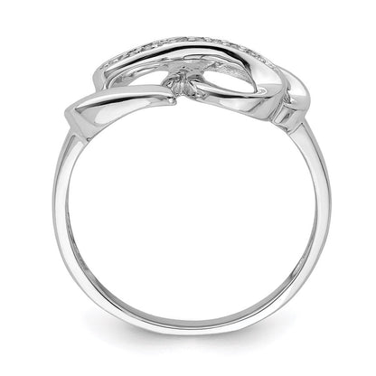 Sterlingsilber Rhodiniert Diamant Doppelt Herz Ring