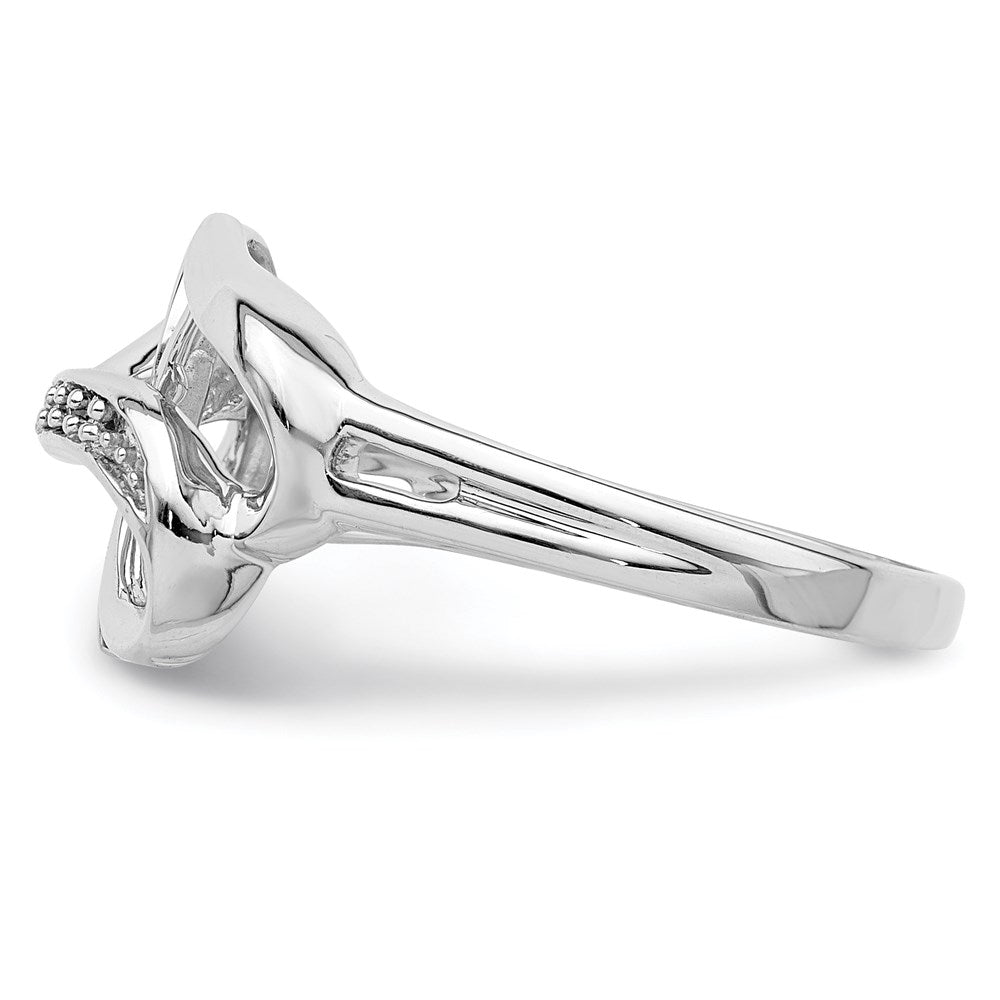 Sterlingsilber Rhodiniert Diamant Doppelt Herz Ring