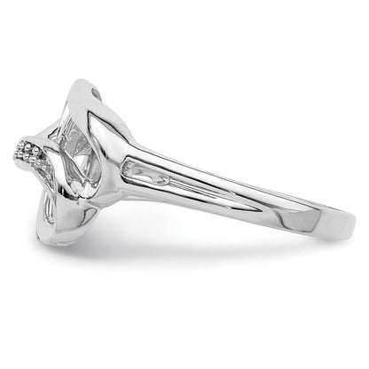 Sterlingsilber Rhodiniert Diamant Doppelt Herz Ring