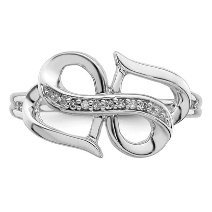Sterlingsilber Rhodiniert Diamant Doppelt Herz Ring
