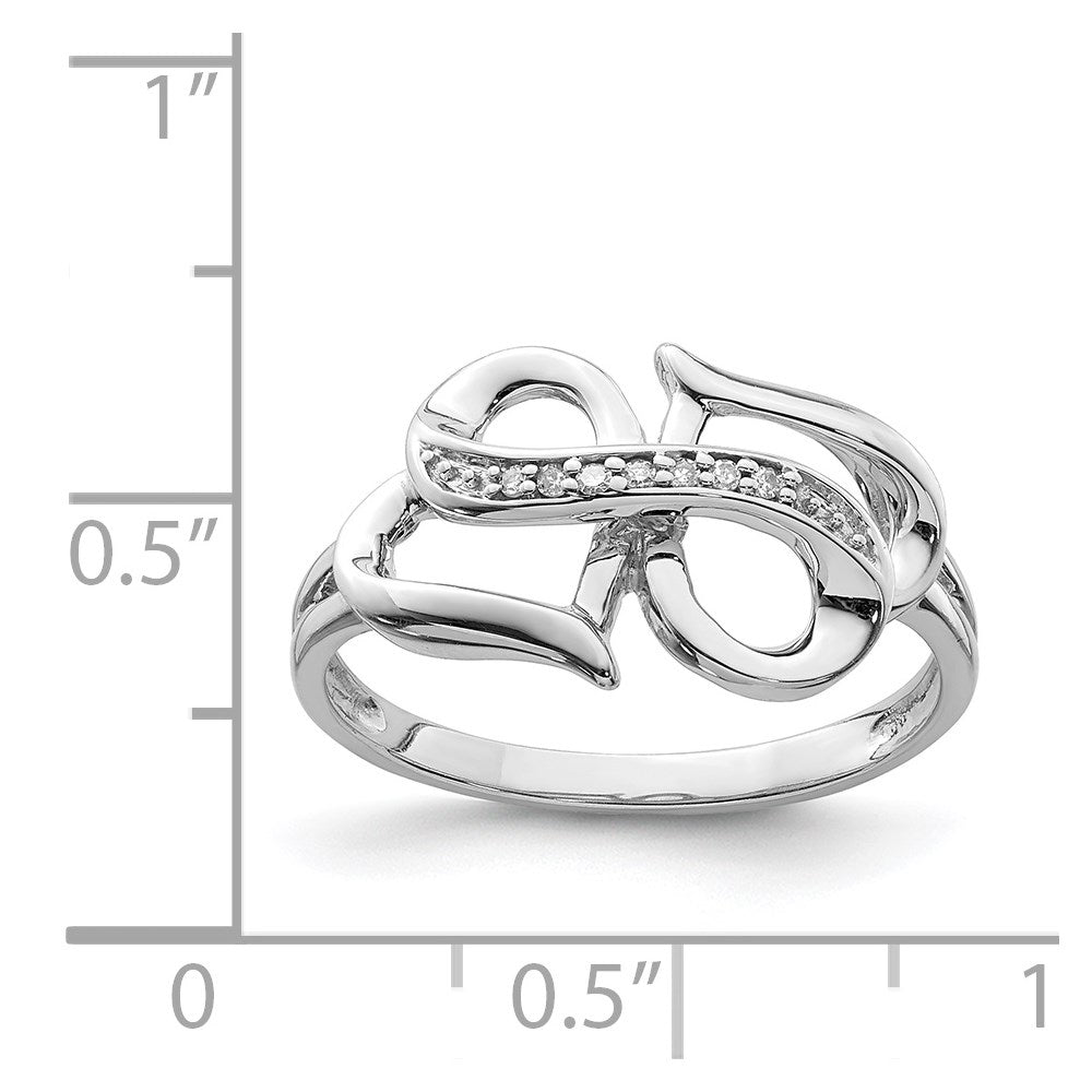 Sterlingsilber Rhodiniert Diamant Doppelt Herz Ring