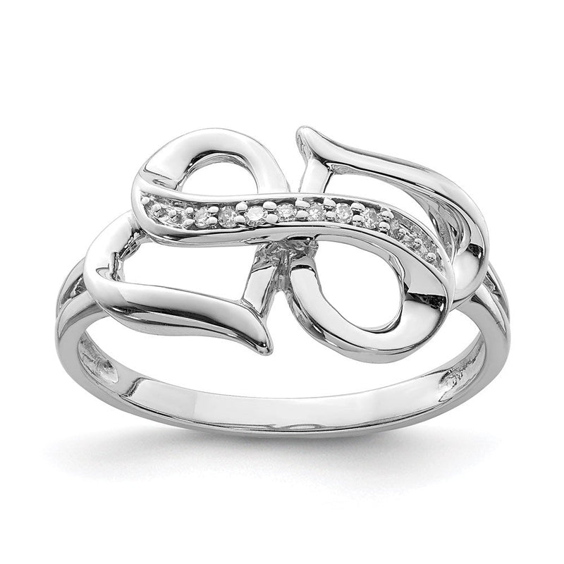 Sterlingsilber Rhodiniert Diamant Doppelt Herz Ring