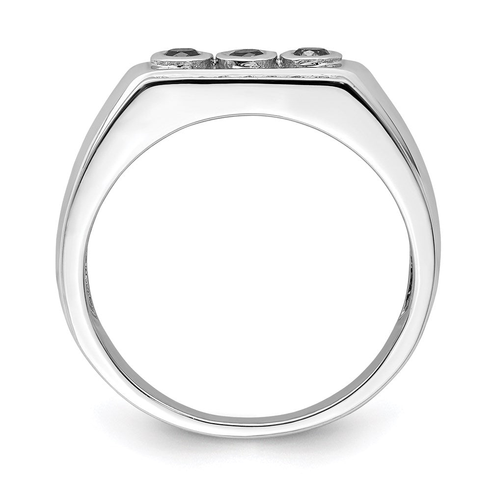 Sterlingsilber Rhodiniert Schwarz und Weiß Diamant Herren Ring