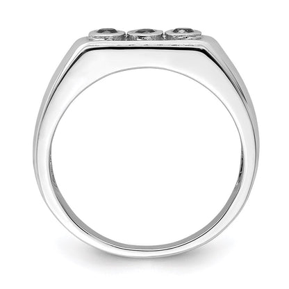 Sterlingsilber Rhodiniert Schwarz und Weiß Diamant Herren Ring
