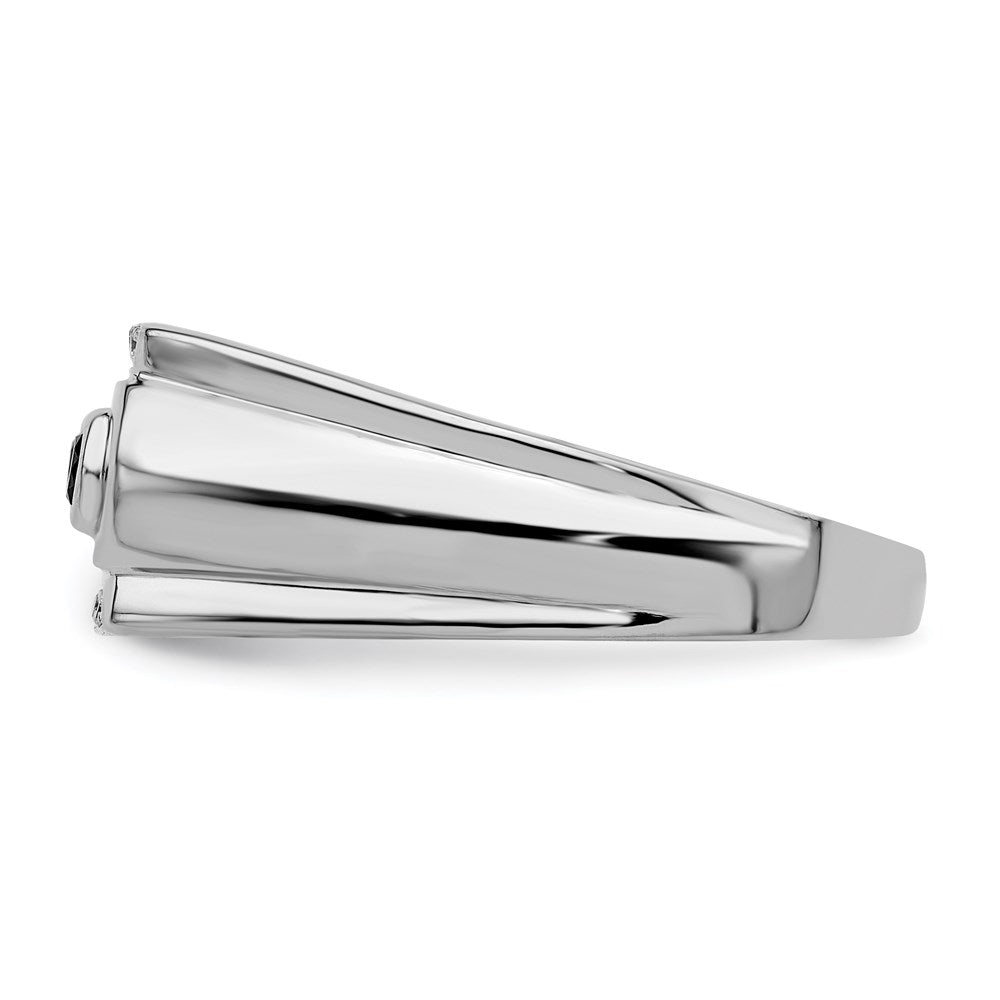 Sterlingsilber Rhodiniert Schwarz und Weiß Diamant Herren Ring