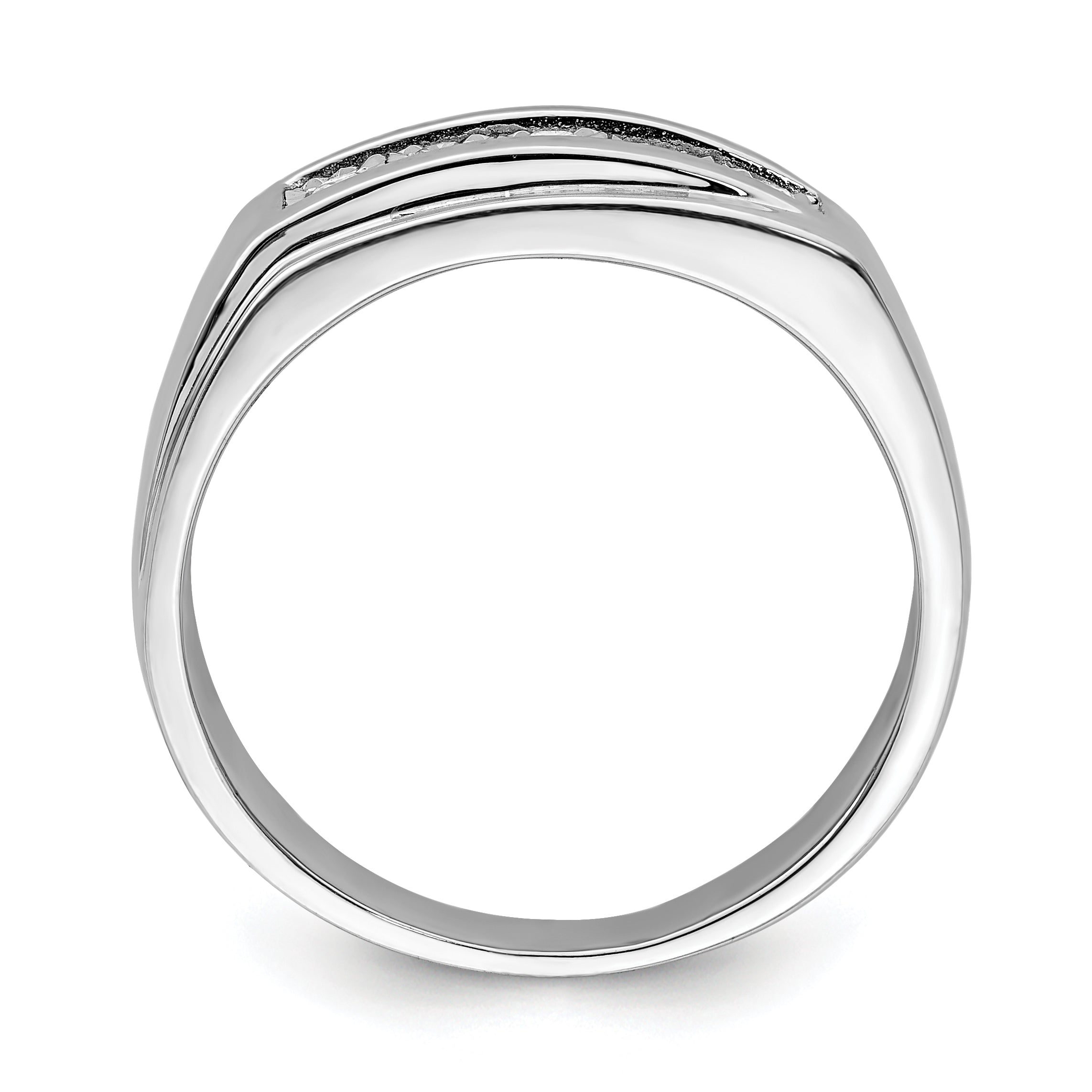 Sterlingsilber Rhodiniert Herren Poliert Diamant Ring