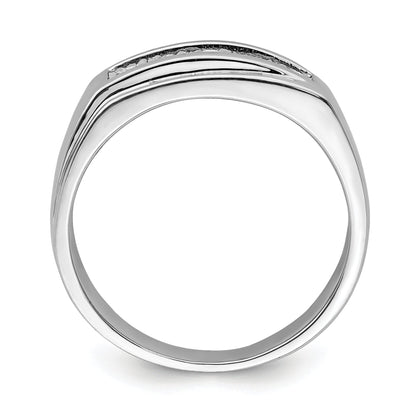 Sterlingsilber Rhodiniert Herren Poliert Diamant Ring