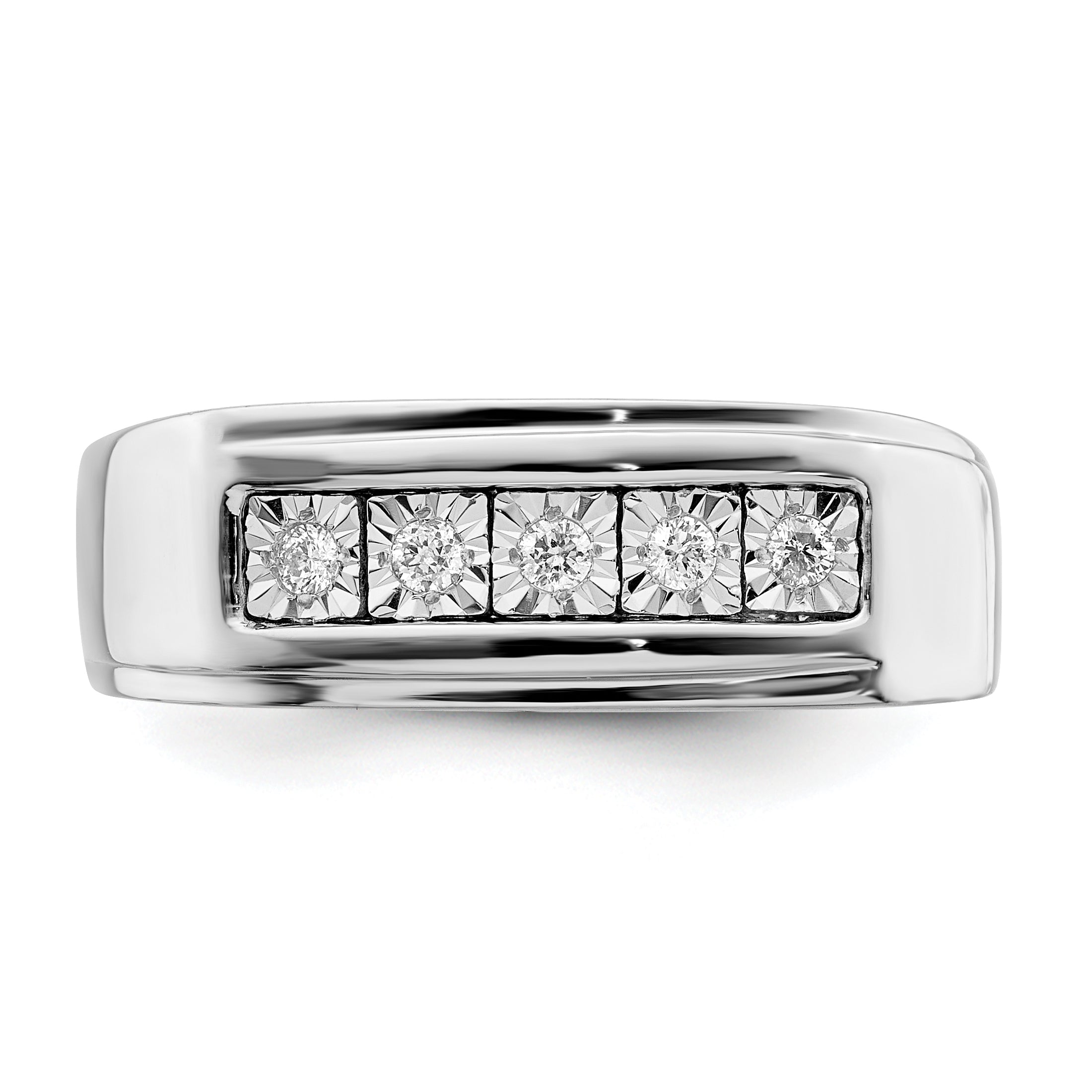 Sterlingsilber Rhodiniert Herren Poliert Diamant Ring