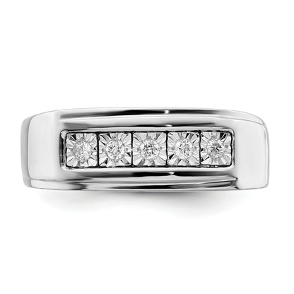 Sterlingsilber Rhodiniert Herren Poliert Diamant Ring