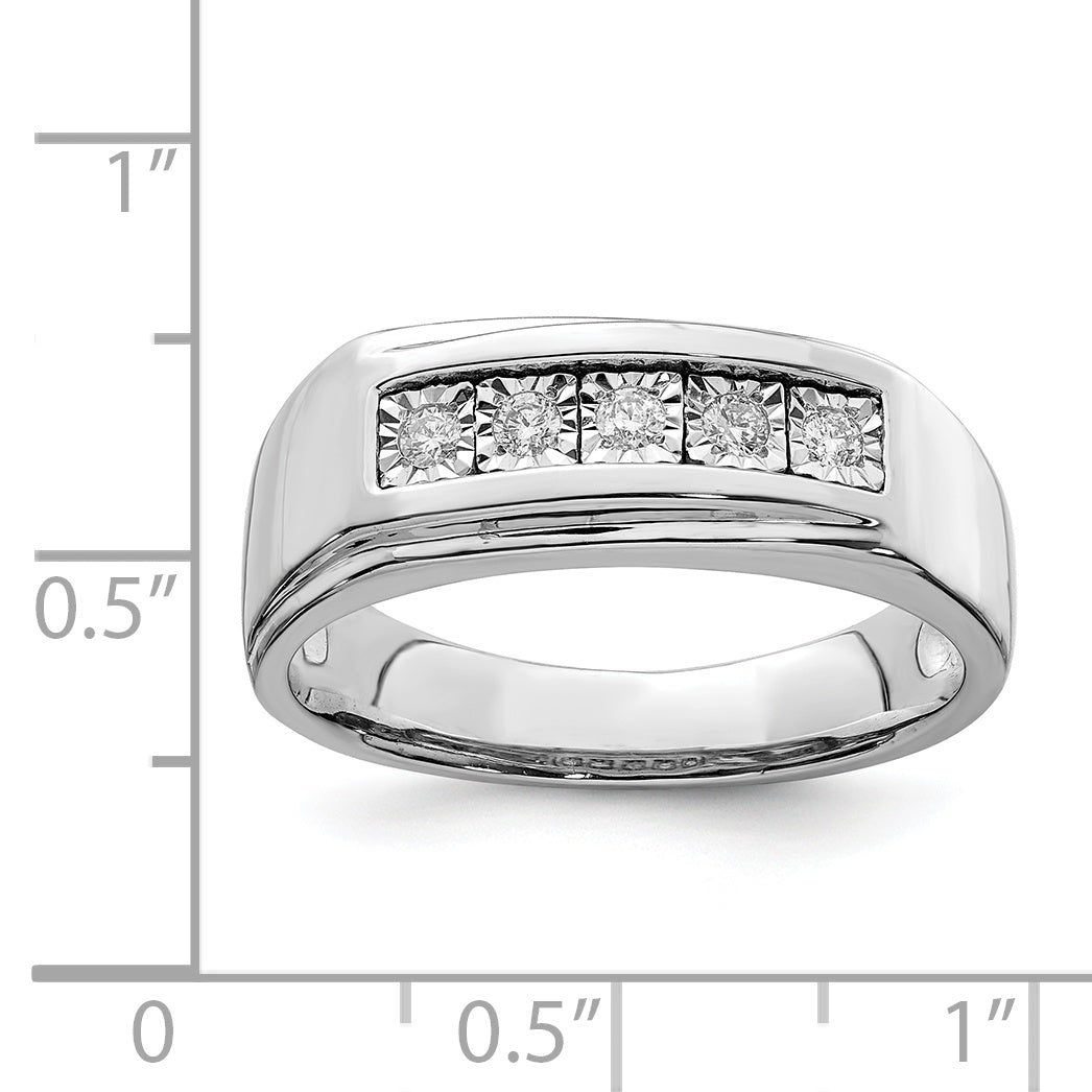 Sterlingsilber Rhodiniert Herren Poliert Diamant Ring