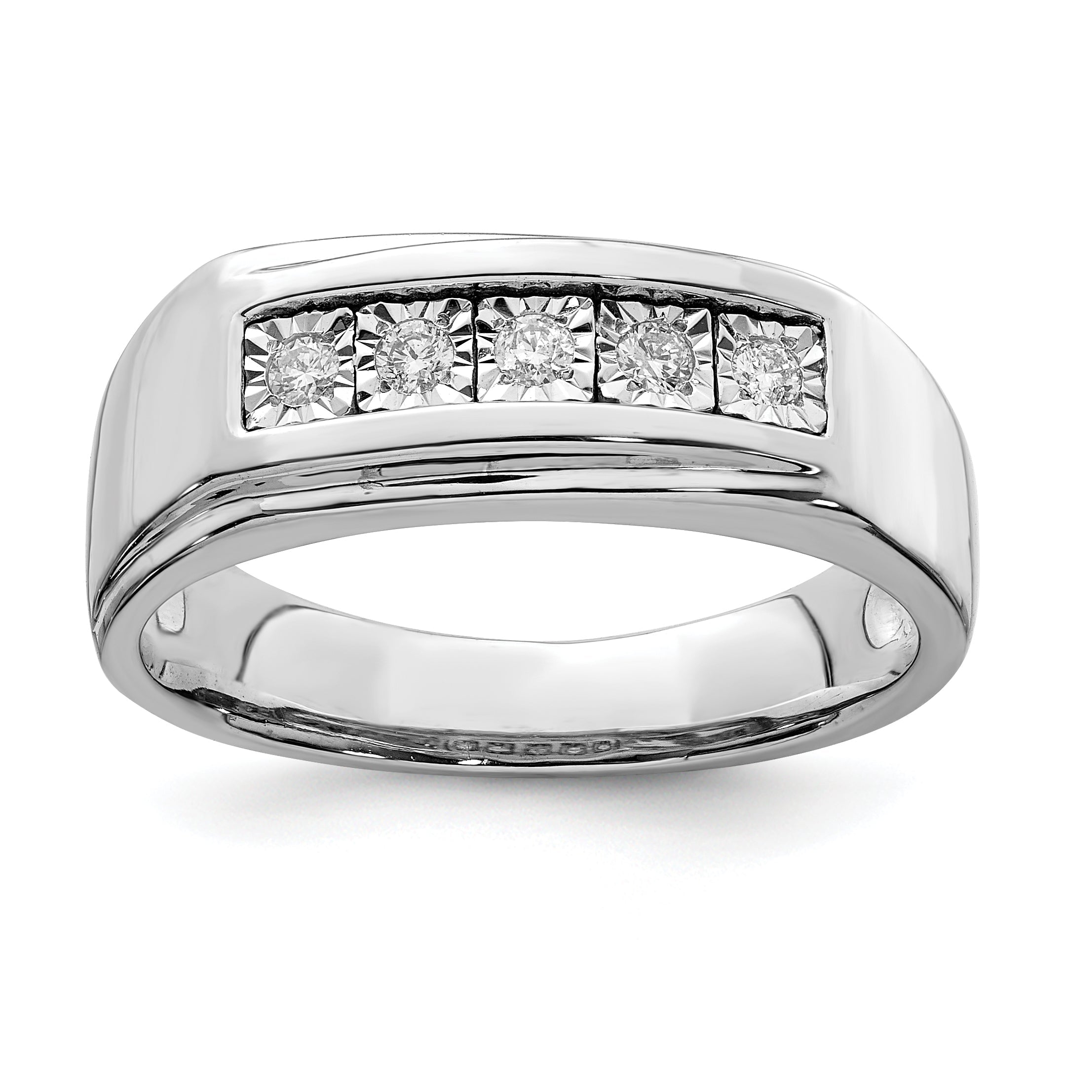 Sterlingsilber Rhodiniert Herren Poliert Diamant Ring