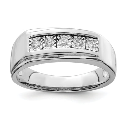 Sterlingsilber Rhodiniert Herren Poliert Diamant Ring