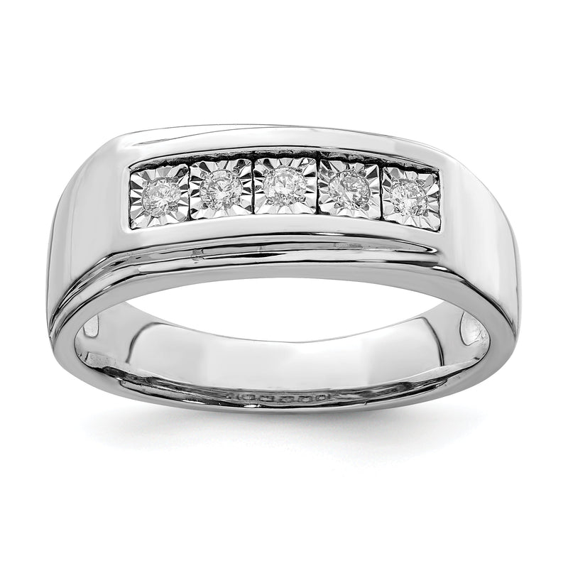 Sterlingsilber Rhodiniert Herren Poliert Diamant Ring