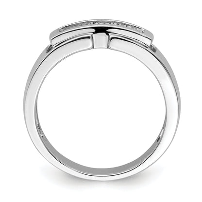 Sterlingsilber Rhodiniert Herren Poliert Diamant Ring