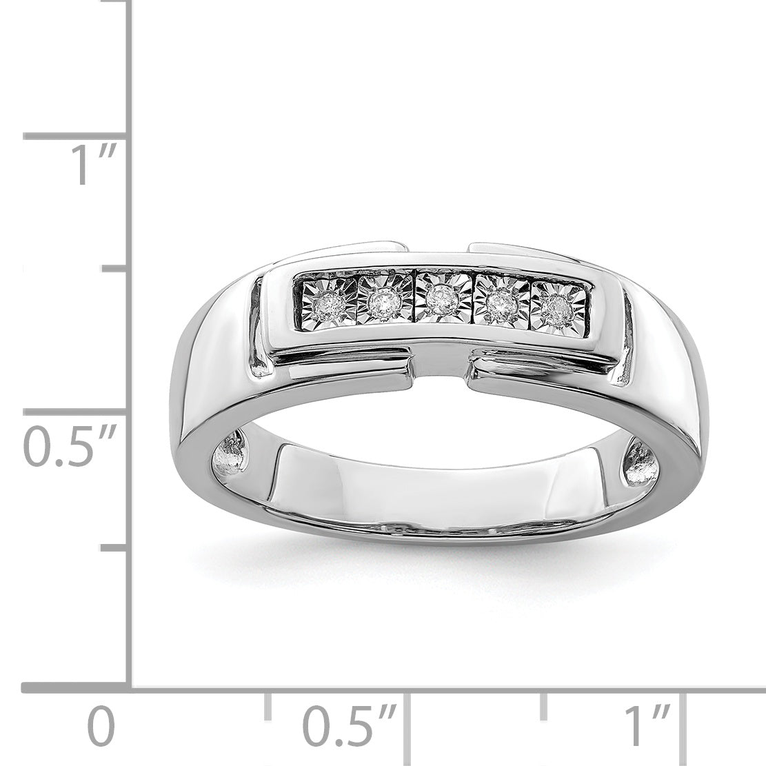 Sterlingsilber Rhodiniert Herren Poliert Diamant Ring