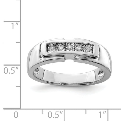 Sterlingsilber Rhodiniert Herren Poliert Diamant Ring