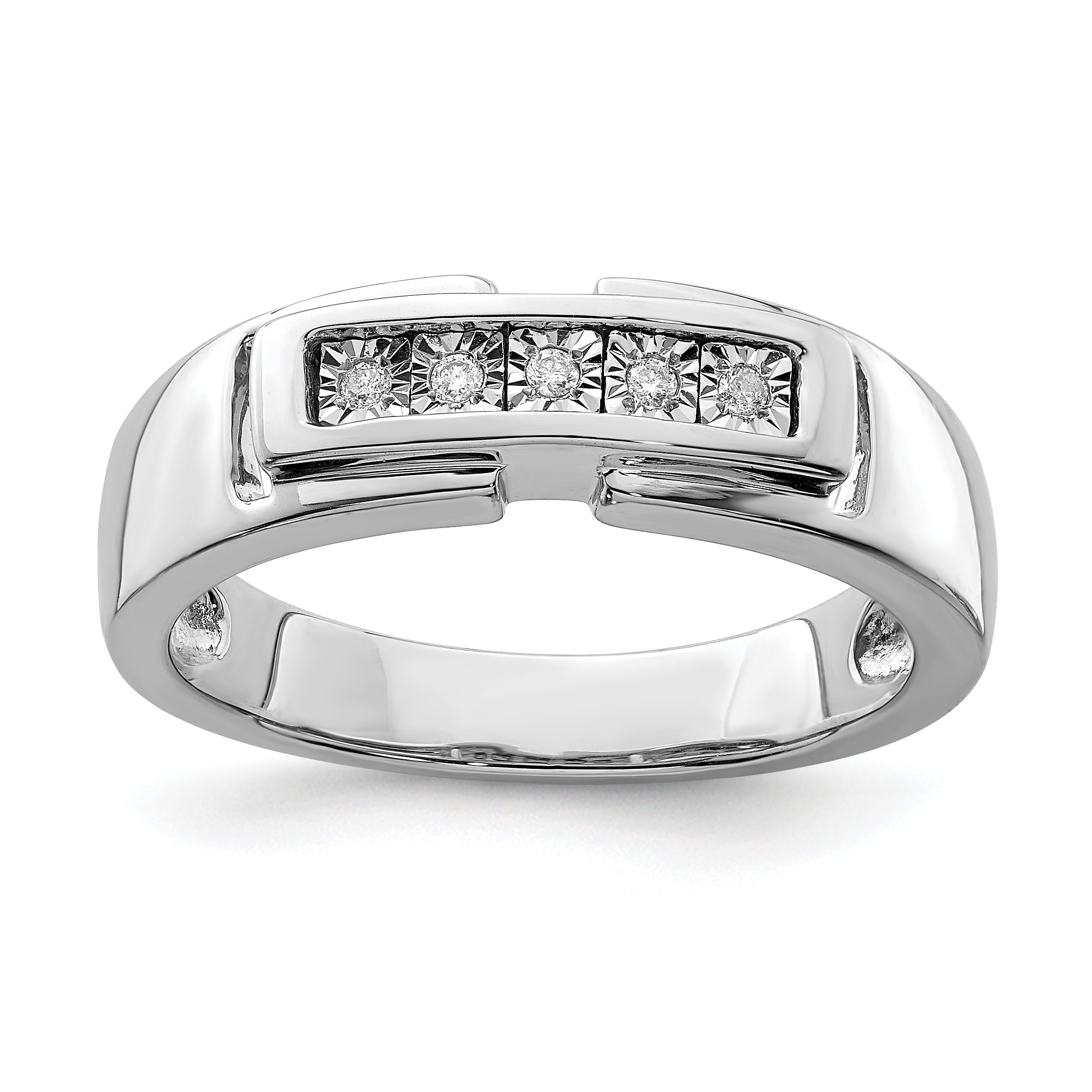 Sterlingsilber Rhodiniert Herren Poliert Diamant Ring