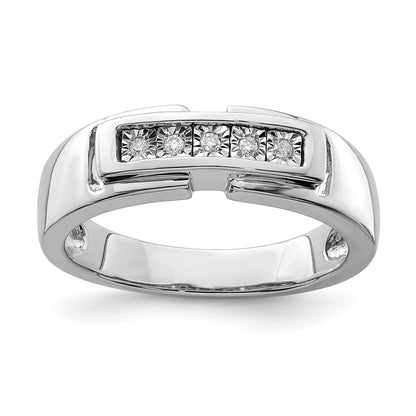 Sterlingsilber Rhodiniert Herren Poliert Diamant Ring